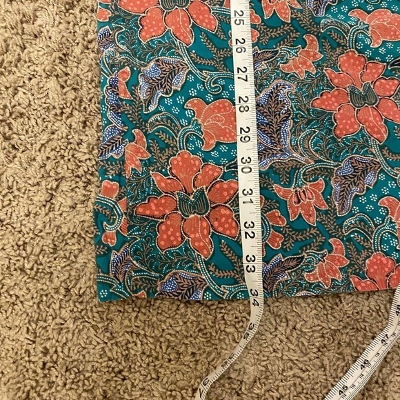 Vintage 70s Talon Blue Sleeveless V Neck Back Zip Slit Floral Dress small 4 - Picture 16 of 16